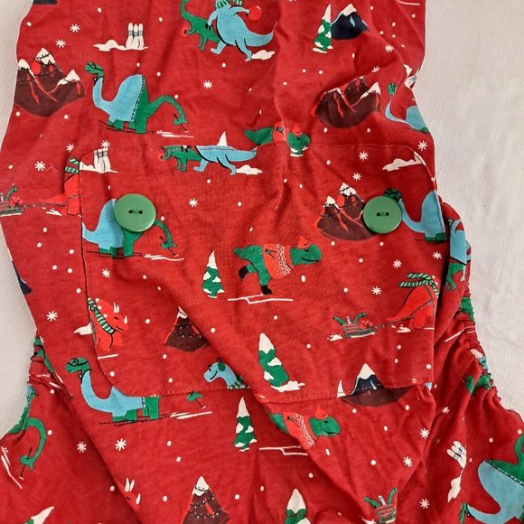 Dog Pajamas Pj's Winter Dinosaur Snow Pattern Red Green XL - Picture 2 of 7